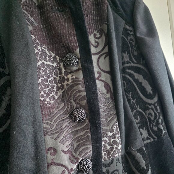 Chico's Women Long Black Dressy Patch Coat size 0 - Picture 2 of 4